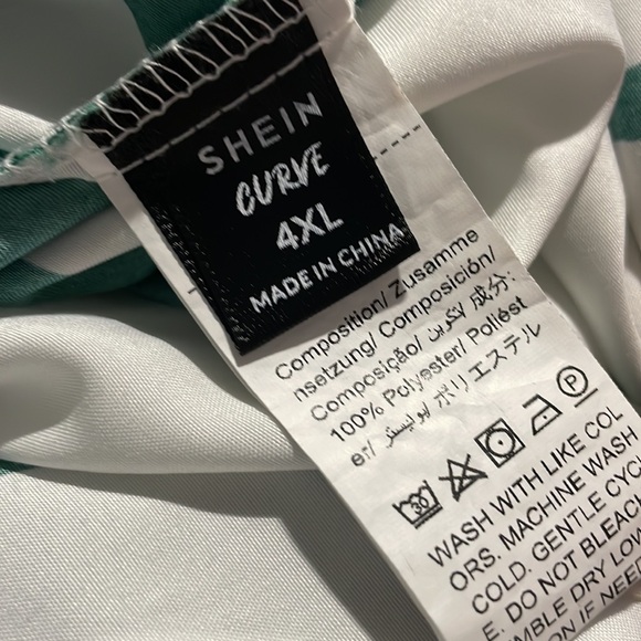 Shein Curve Green & White One Shoulder Mini Dress - Picture 4 of 6